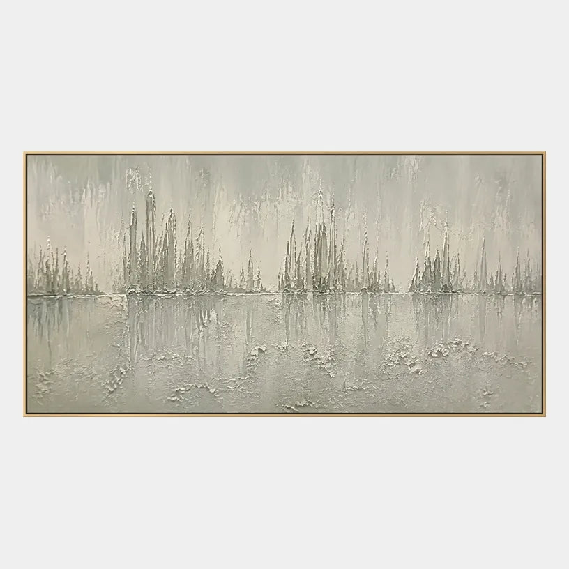 Wabi-Sabi abstract oil painting showing layered abstract marks, texture and expressive painterly movement in a yellow palette.