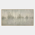 Wabi-Sabi abstract oil painting showing layered abstract marks, texture and expressive painterly movement in a yellow palette.