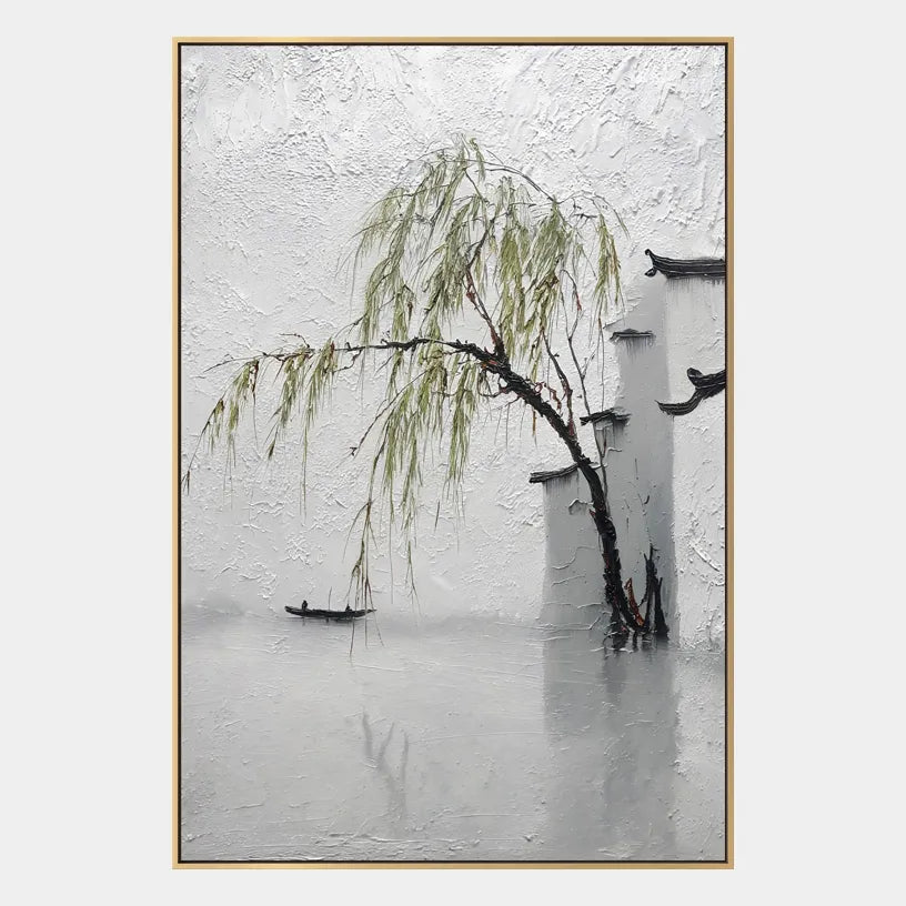 Wabi-Sabi abstract oil painting showing layered abstract marks, texture and expressive painterly movement in a grey palette.