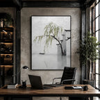 Wabi-Sabi abstract oil painting showing layered abstract marks, texture and expressive painterly movement in a grey palette.