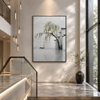 Wabi-Sabi abstract oil painting showing layered abstract marks, texture and expressive painterly movement in a grey palette.