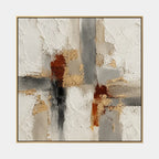 Wabi-Sabi abstract oil painting showing layered abstract marks, texture and expressive painterly movement in a brown palette.