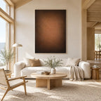 Wabi-Sabi abstract oil painting showing layered abstract marks, texture and expressive painterly movement in a brown palette.
