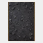 Wabi-Sabi abstract oil painting showing layered abstract marks, texture and expressive painterly movement in a black palette.
