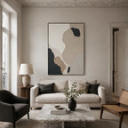 Wabi-Sabi abstract oil painting showing layered abstract marks, texture and expressive painterly movement in a brown palette.