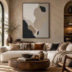 Wabi-Sabi abstract oil painting showing layered abstract marks, texture and expressive painterly movement in a brown palette.